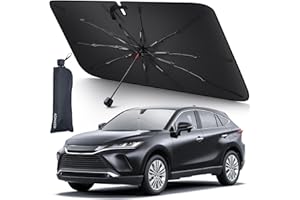 Aomiker Car Windshield Sun Shade Umbrella - [10 Fiberglass Ribs] Foldable Front Windshield Cover, Heat Insulation Protection, 5 Layers UV Block Coating, Wind Cover for SUV Auto Sedan (57"x32")