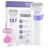 Bikini Trimmer for Women, IPX7 Waterproof Wet & Dry Electric Razors for Women, Bikini Legs Underarm Pubic Hairs Rechargeable Electric Shaver with 2 Trimmer Heads and Travel Razors