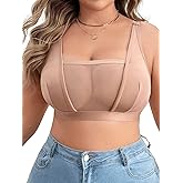 OYOANGLE Women's Plus Size Sheer Wireless Bra Full Coverage Bralette Comfort Everyday Bras