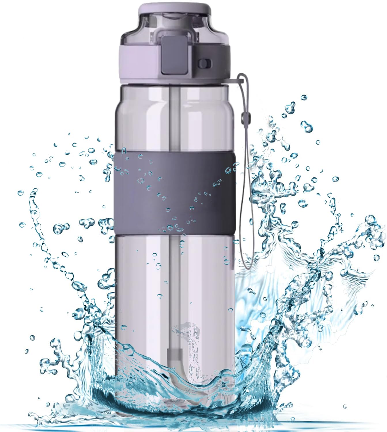 860 ml Smart Sip-on Water Bottle - Clever Design, BPA-free Tritan, Lightweight, Leakproof, Stylish, Practical, Water, Sports Drinks, Hydration, Gym, Office, School, Cycling, Outdoors, Kitchen, Unisex