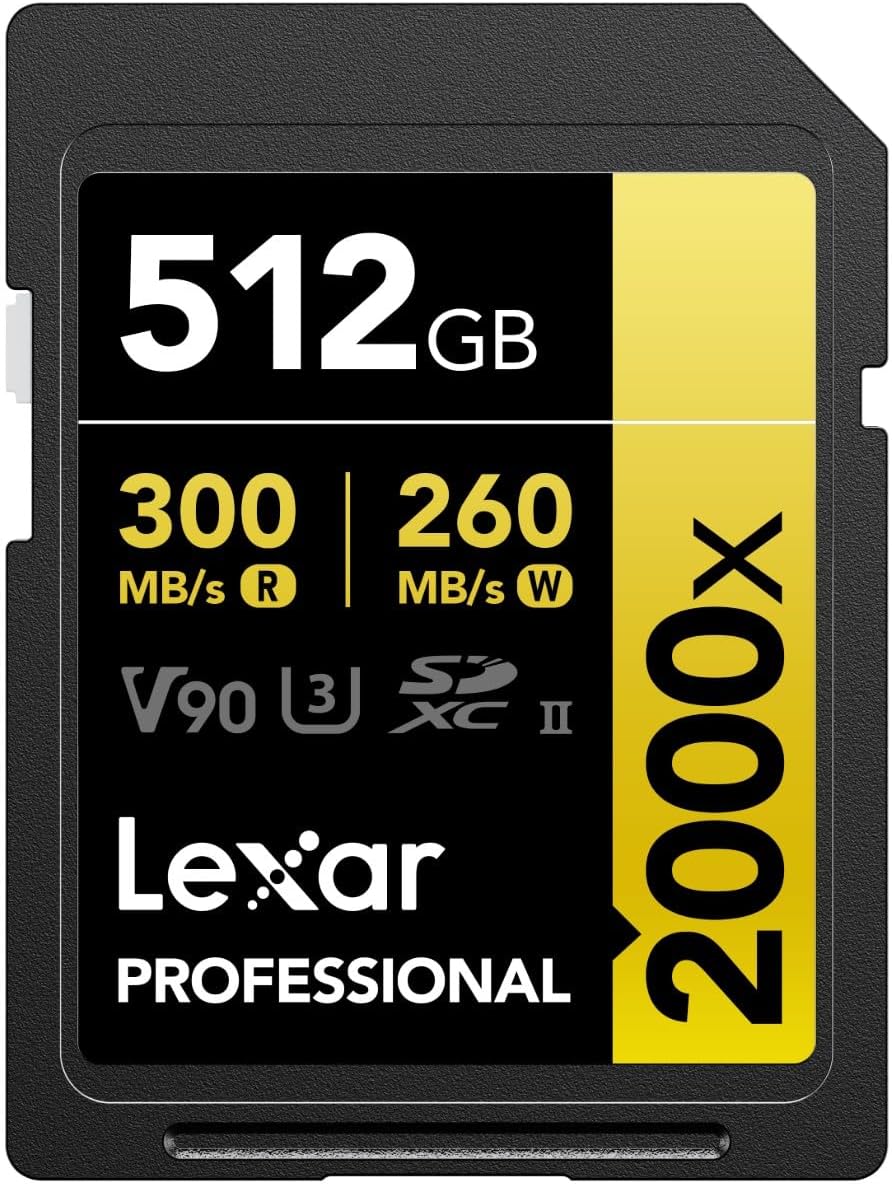 Lexar Professional 2000x 512GB SDXC UHS-II Card Read 300MB/s Write 260MB/s