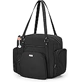 LoDrid Nurse Tote Bag with Padded Bottom, Nurse Utility Bag for Home Health, Nurse Work Tote Bag with Zip-Top Closure, 15.6" Laptop Layer, Multiple Pockets for Nurse Supplies, Black, Bag Only