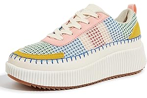 LUCKY STEP Women's Platform Sneakers Rhinestone Fashion Chunky Casual Sparkly Retro Braided Walking Shoes