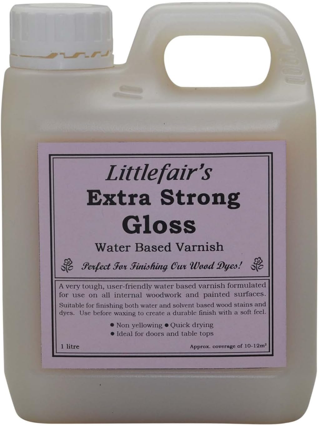 Littlefair's Extra Strong Wood Varnish - 1ltr - Water-Based, Fast Drying, Non-Yellowing, Low-Odour, Clear Finish (Gloss)