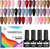 VANREESA Gel Nail Polish Set 21 Colors Base Coat Top Coat 24W UV