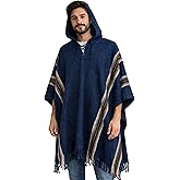 Gamboa Genuine Alpaca Poncho Mens Mexican Pancho Cowboy Western Adult Poncho with Hood