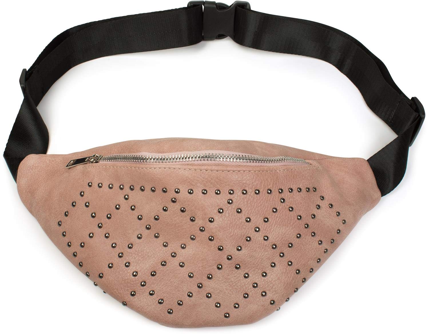 styleBREAKER Women bumbag with Studded Diamonds, Belt Bag, Hip Bag, Women 02012255, Color:Old Rose