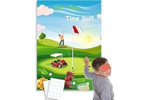 Badeauwald Golf Party Supplies, Pin the Golf Ball Game. Large Size Poster, Elastic Blindfolds, Reusable Stickers. Golf Birthd