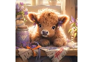 LOPHOMIE Cow Diamond Art Kits for Adults Highland Cow Diamond Painting Kits for Adults Beginners DIY 5D Diamond Painting with Round Gem Art Kits for Adults for Gift Home Wall Decor 14x14 Inch