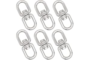 Hamineler 6PCS M6 Stainless Steel Double Ended Swivel Eye Hook