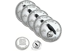 GENERIC The F-CAW-F Coin — for Those Who Laugh at Life and Give Zero F*CKS! Black Raven Last Fuck Coin, Now I Have Zero Zilch, NADA Coins Token,Funny Novelty JokeCoins,Adult Humor Gift for Friends (5Pcs)