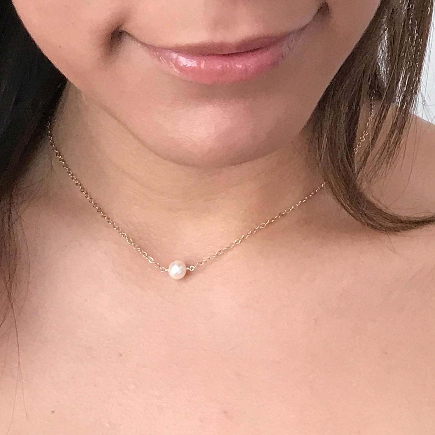 Pearl Choker Necklaces for Women, Single Pearl Necklace