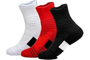 Yoknatt Elite Basketball Socks Calf High Cushion Thick Cycling Socks Athletic Crew Socks for Men Women Boys