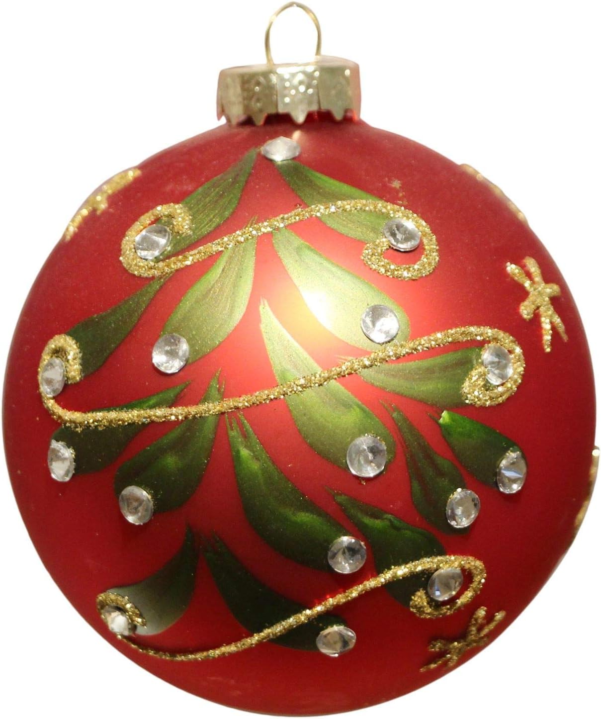 Red Painted Mistletoe Christmas Bauble Gisela Graham (8cm)