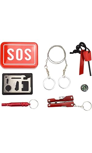 Micnaron Emergency Kit/Survival Kit/First Aid Kits Tools Outdoor Emergency&Survival Kit Tool Gear Bundle,Multitool Pliers with Flashlight Wire Saw/Fire Starter/Compass/Emergency Whistle/Pocket Tool