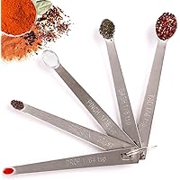 Measuring Spoons Set 5 Pcs Small Stainless Steel Mini Measuring Spoons 1/4 1/8 1/16 1/32 1/64 tsp Dry or Liquid Ingredients T