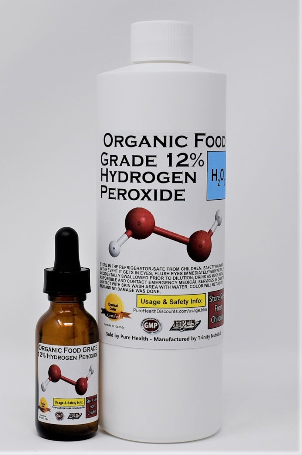1 Pint (16 oz) Organic TNL 12% Certified Food Grade Hydrogen Peroxide + Pre-filled Dropper Bottle. Recommended by One Minute Cure & True Power of Hydrogen Peroxide. Shipped Fast. MADE IN USA