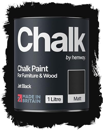Hemway Jet Black Chalk Paint 1L Matt Finish for Furniture & Walls