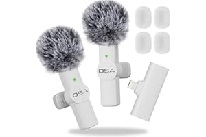 OSA Lavalier Wireless Mini Microphone Mobile Microphone for iPhone Video Recording, Wireless Microphone for Interview, for iP