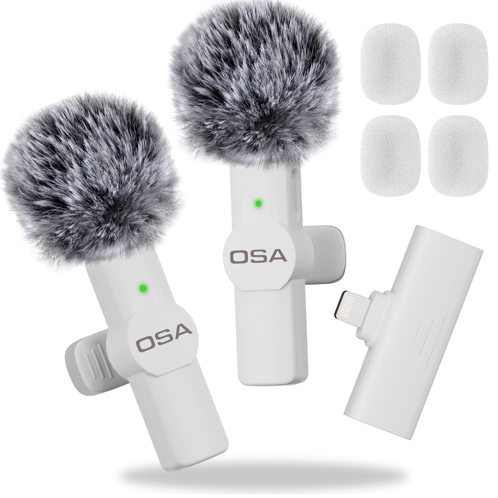 OSA Wireless Lavalier Microphone for iPhone - Video & YouTube Recording, Interview, Vlog - 2 Pack (For iPhone 14 and Below)