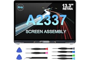 YUSE 13.3“ Screen Replacement for MacBook Air 13-inch Retina Late 2020 M1 A2337 （Model：EMC 3598 MGN93 MGND3 MGN73 MGNA3 MGNE3 MGN63） 2560×1660 A Full LED LCD Display Assembly (Space Grey)