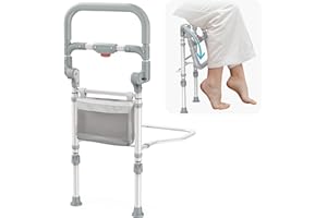 Dawolrp Bed Rails for Elderly Adults Safety Foldable Bed Side Assist Rail for Seniors with Motion Sensor Light & Storage Pock