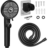 RV Shower Head with Hose, High Pressure 5 Mode Shower head Replacement, Handheld Showerhead for RV/Campers, Travel Trailer for Water Saving, Showerheads Holder and Hose, On Off Switch, Black