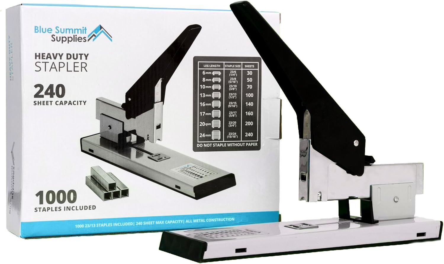 Heavy Duty Stapler, 240 Sheet Capacity, 2000 Staples Included, Tan : Office Products