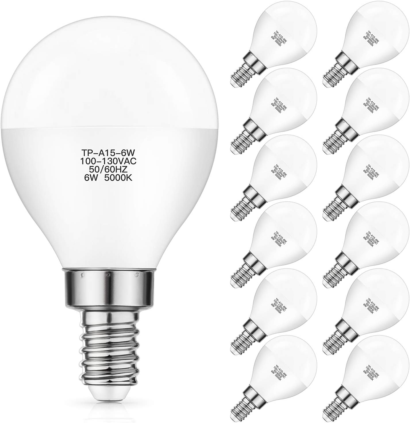 Daylight White 5000K Decorative A15 LED Bulbs for Ceiling Fan Non