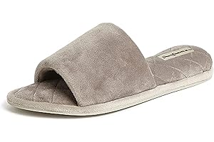 Dearfoams Women's Indoor Fuzzy Memory Foam Cloud Slip On Beatrice House Slide Slipper