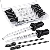 Teenitor 10Pcs Glass Eye Dropper Pipettes Droppers for Oils&amp; Cleaning Tool | 1ML Glass Droppers 4 Bent 4 Straight Tips Dropper for Liquid Essential Oils, Ear, Eye, Craft, Measuring &amp; 2pcs Cleaning Tool