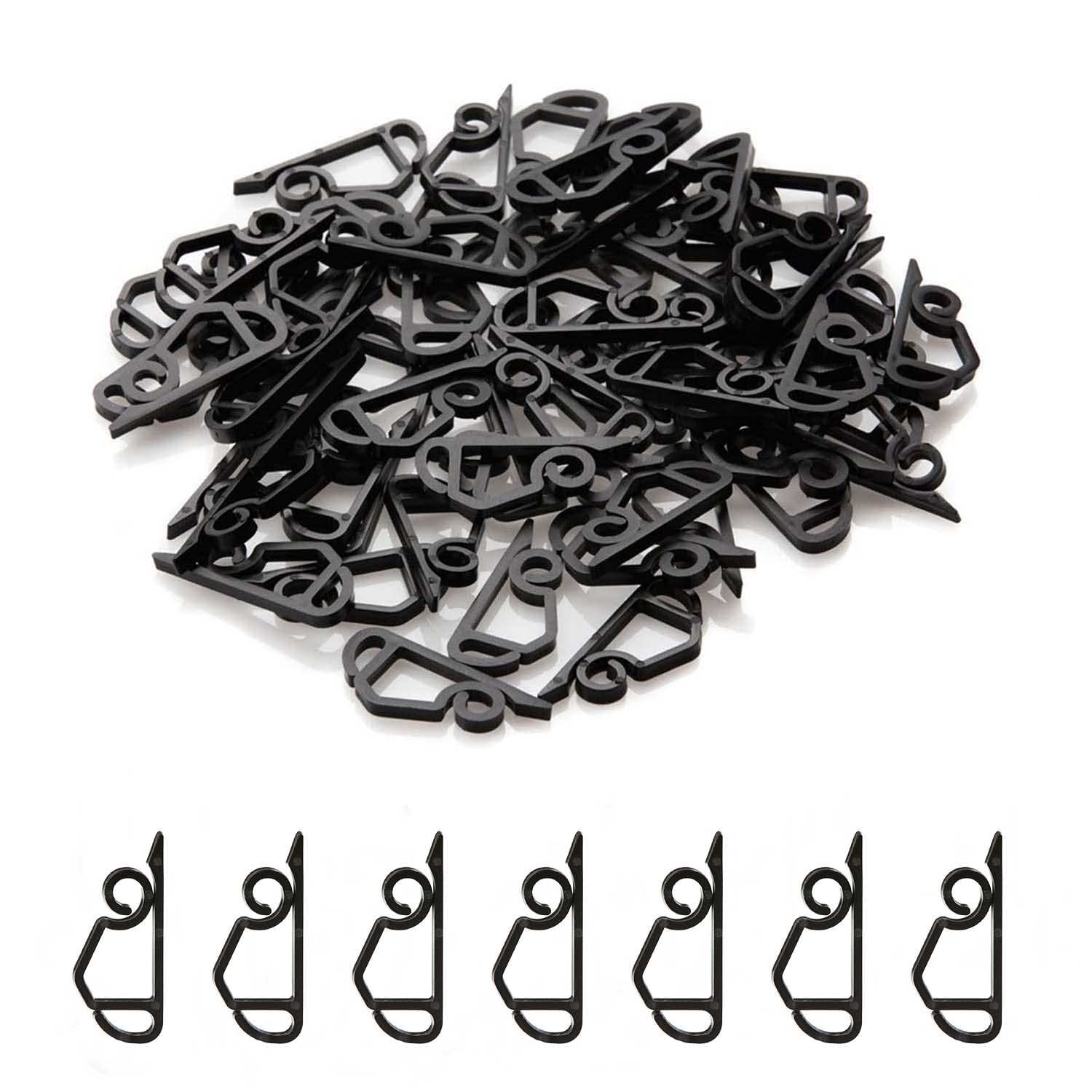 Hang Ups 100 Black Mini Outdoor Light Clips for Mounting to Shingles and Gutters, Christmas Decorations, Outside Lights