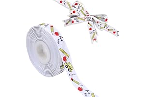 KatchOn, Back to School Ribbon for Crafts - 10 Yard | School Themed Ribbon for Back to School Decorations | Teacher Ribbon for Crafts | Pencil Ribbon, Apples Ribbon for First Day of School Decorations