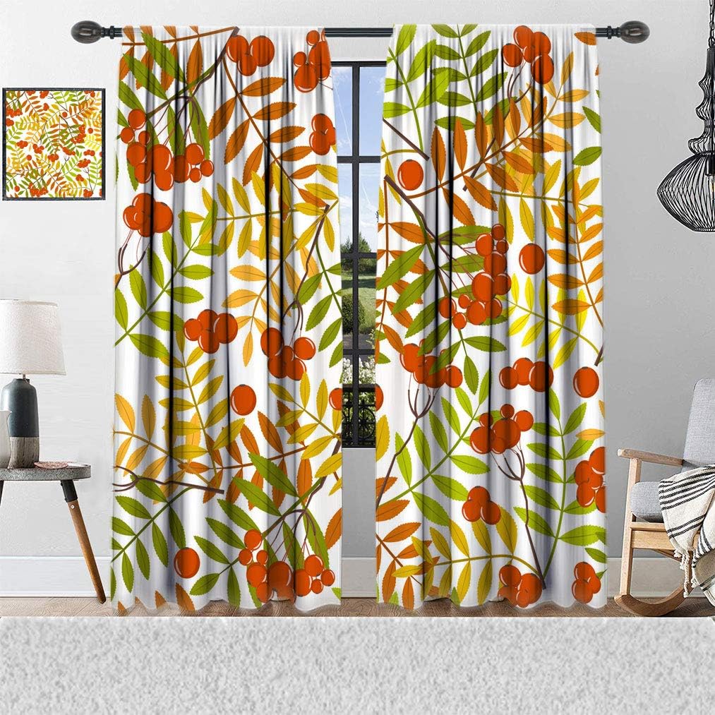 Yahonwa Autumn Bedroom Curtains, Floral Pattern with Fall