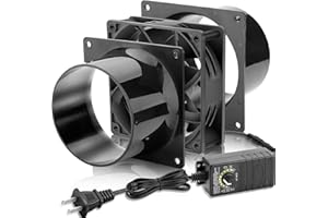 WDERAIR 120mm x 38mm 4 Inch Duct Booster Small 12V Exhaust Fan with AC Variable Controller for DIY Paint/Dryer/Smoker/Growtent/3D Laser/Solder Fume Extractor-D1238
