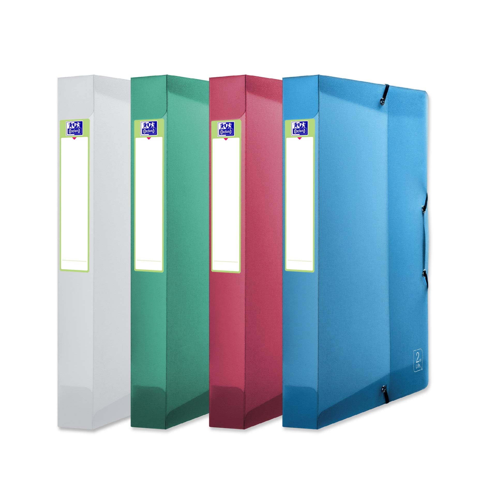 Elba 400084982 A4 40mm Spine Recycled Polypropylene 2nd Life Box File - Assorted Colours (Pack of 4)