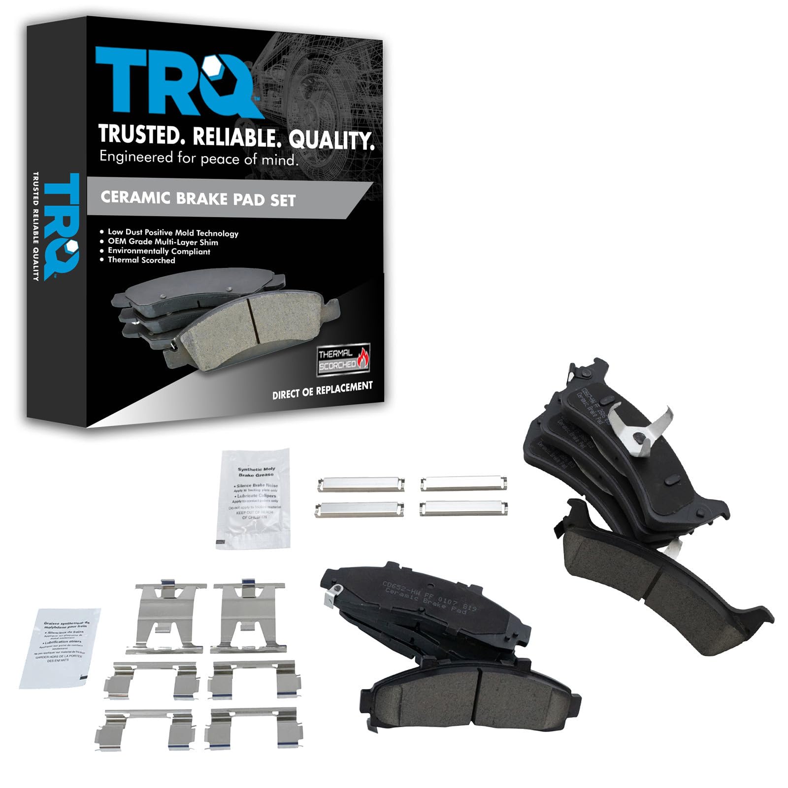 TRQ Front and Rear Brake Pad Set Ceramic Compatible with 1995-2001 Ford Explorer 1998-2002 Ranger 1997-2001 Mercury Mountaineer Image