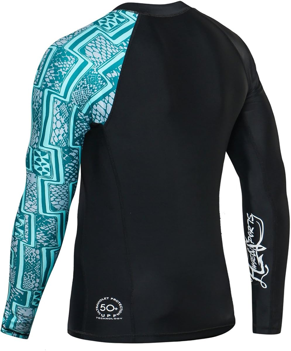 HUGE SPORTS Men's Splice UV Sun Protection UPF 50+ Skins Rash Guard Long Sleeves: Clothing