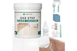 Jungarian All-In-One Interior Floor Coating Kit, Water-based & Low Odor One-Step Floor Paint, High Hardness Waterproof Paint for Ceramic, Porcelain, Fiberglass, Hardwood, Laminate, Vinyl, 35OZ, White