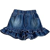 TIBE PINCESS Girls Jean Shorts Kids 2 Layers Ruffles Denim Short Pants Fashion Summer Casual Skirt Shorts