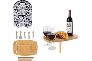 Kozy Home Decor Portable Wine Table with Large Wine Cooler Bag - Outdoor Wine Table with Bottle Holder - Wine Picnic Table with Spatula, Plain and Heart Knife. Cheese Fork, and Bottle Lifter