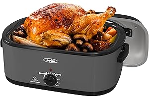 Sunvivi Roaster Oven, Electric Roaster Oven with Viewing Lid, 30lb 26-Quart Turkey Roasters with Unique Defrost/Warm Function