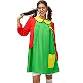Aotiooy Halloween Costume for Adult Women Green Dress Red Knit Cardigan Shorts Set Mexican TV series Cosplay Party Outfit