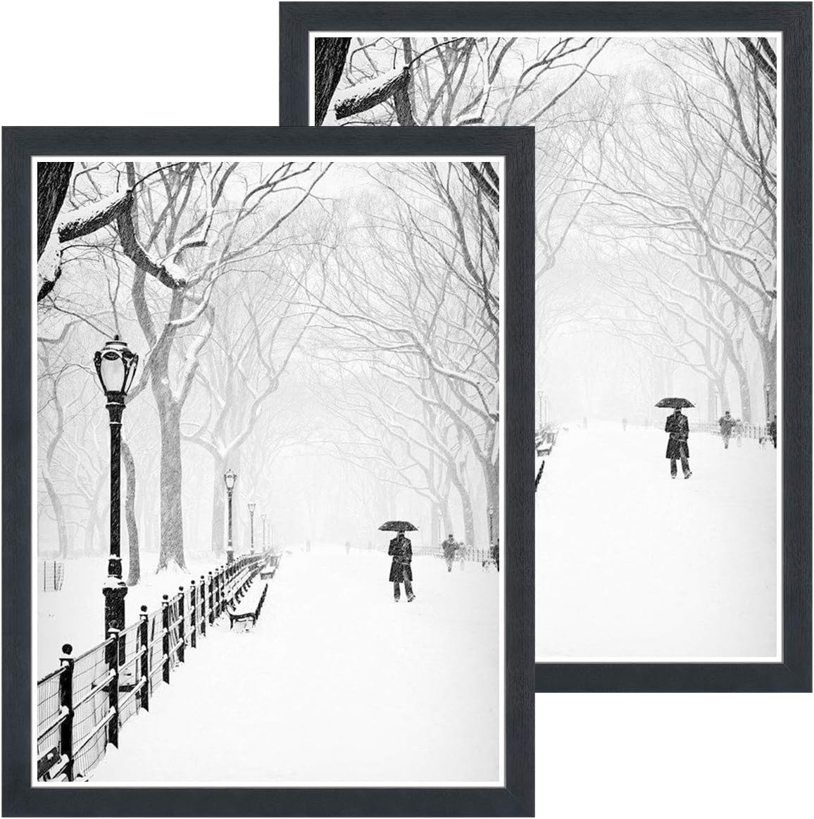 DBWIN 18x24 Picture Frame Black Wood Pattern Poster Frame Plexiglass Front 2 Pack for Art Prints Puzzles Murals Wall Decor Vertically or Horizontally(LY01-18X24-BK)