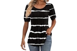 HADWNIUB T Shirts Short Sleeve Crewneck Tees for Women Crew Neck Trendy Lightweight Soft Casual Summer Tops Clothes 2024