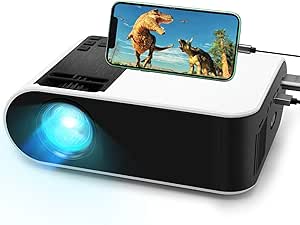 Mini Projector,WayGoal Movie Projector with 50000 Hours LED Lamp Life and 1080P Supported Projector for Outdoor,150" Display for TV Stick,Video Game,Dual Speakers