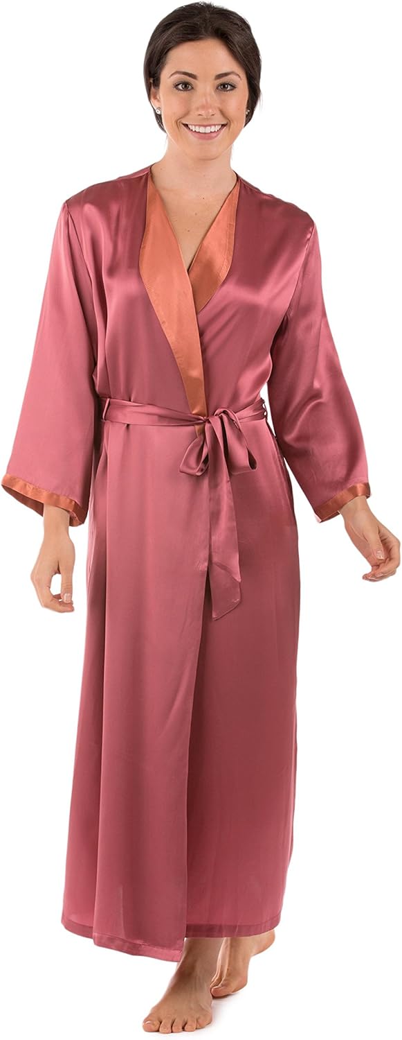 TexereSilk Women's Luxury Long Silk Bathrobe Sleepwear Robe