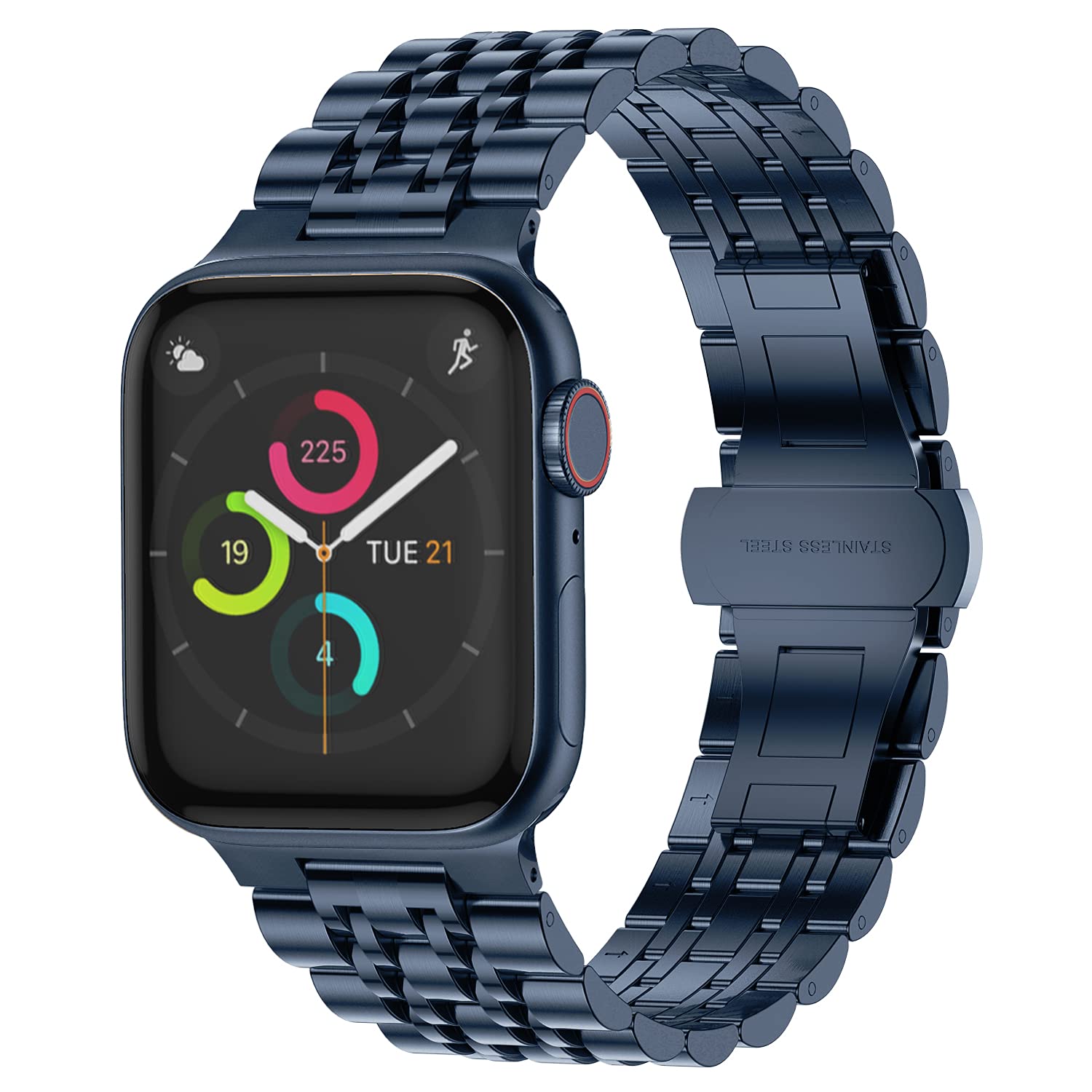 Tasikar Compatible with Apple Watch Strap 49mm 46mm 45mm 44mm 42mm, Stainless Steel Metal Strap Compatible for Apple Watch Ultra 2 Ultra SE Series 10 9 8 7 6 5 4 3 2 1 (Blue)