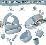 vacvad 11Pcs Baby Weaning Set Silicone Tableware Blue Suction Bib Cup view 3