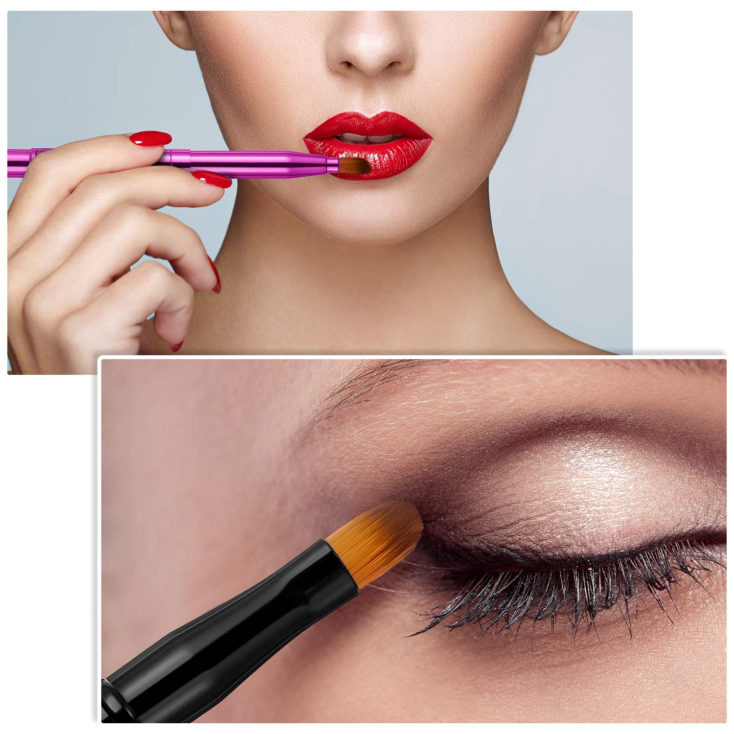 Dual End Lip Brush Concealer Brushes 3 Pieces Retractable Lipstick Eyeshadow Foundation Makeup Brush Tool Applicators Set（Gold, Black, Purple）: Beauty